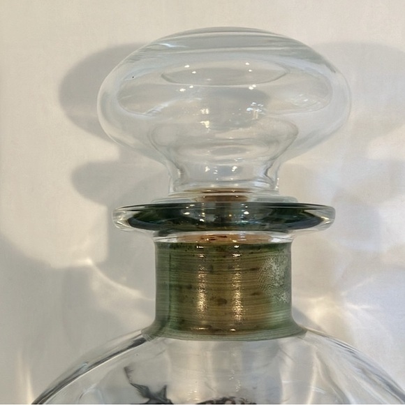 Vintage Italian glass carafe decanter bottle, hand painted, cork/glass stopper - Picture 7 of 10